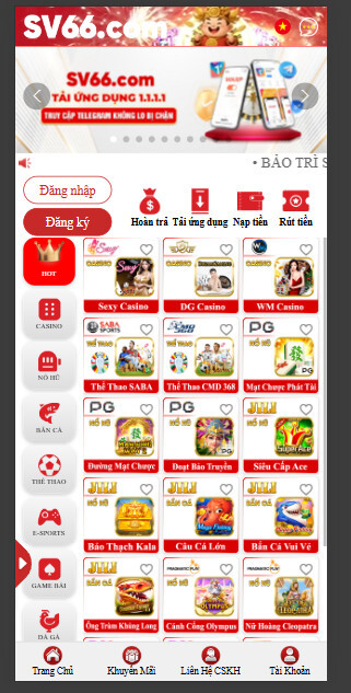 Hướng dẫn tải app SV66 cho điện thoại IOS và Android 16 Chọn mục Tải app ở trang chủ