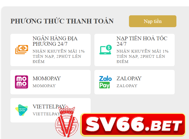 Nạp tiền SV66 - Giao dịch thành công nhận ngay 188k 12 33